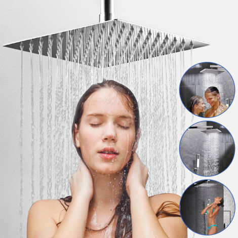 Pomme De Douche AiQInu Effet Pluie 20cm - Acier Inoxydable Anti-calcaire, Haute Pression, Rotative 360° | Argenté