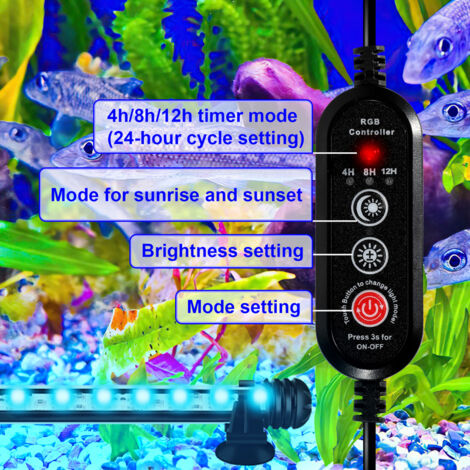 Contrôleur Lumière Aquarium Avec écran LCD - Minuterie, Simulation Lever/coucher Soleil - 12-24V