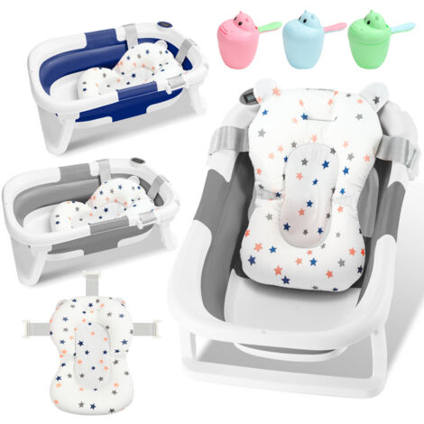 Baignoire Bébé Pliable Portable - Antidérapante, Avec Trous Drainage - Pour Nouveau-nés Et Enfants Jusqu'à 2 Ans - Rose - 7