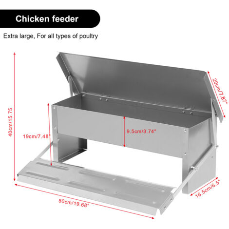 Distributeur Nourriture Volaille 25kg Mangeoire Poulet Automatique 25kg - Acier Inox - Étanche - BREUAILY Distributeur Nourriture Volaille 25kg Acier Inox
