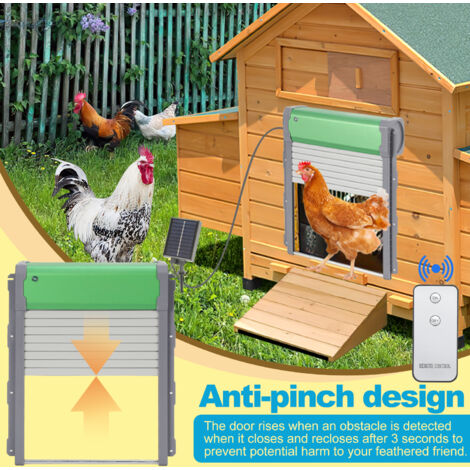 Trappe Poulailler Porte Automatique De Poulailler Clapet Automatique Poule Fiqops - Aluminium - Télécommande Et Minuterie - 30x30cm Porte Poule électrique Porte Poulailler Solaire