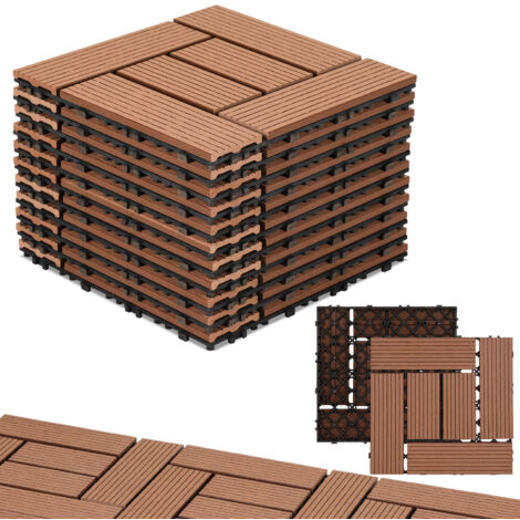 VEVOR Terrassenfliesen 10er-Set - 30x30cm Klickfliesen Aus Kunststoff Für Balkon & Terrasse, Wasserdicht