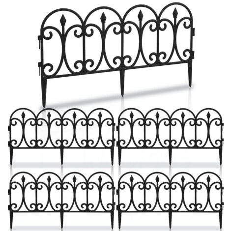 Beetzaun Metall Antik 51x70cm - Gusseisen Beeteinfassung Mit Lilien-Deko