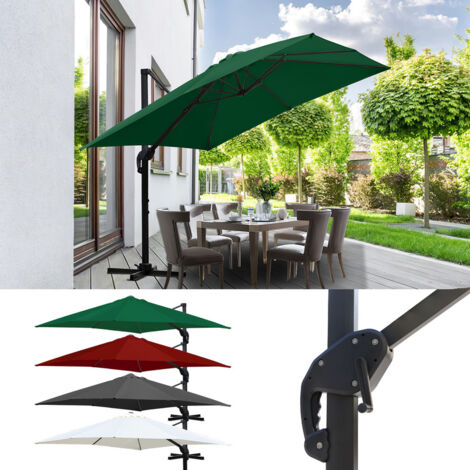 Pure Garten Terrassenschirm Halbrund – 2,7 M Durchmesser, Waldgrün, Handkurbel, Für Balkon