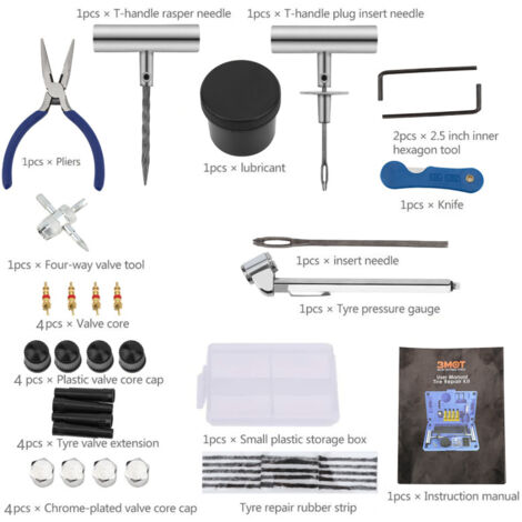 45-tlg. Autoreifen Reparatur Set - Pannenset Für PKW, Motorrad & LKW