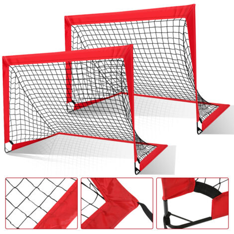 2 Tragbare Fußballtore 122x90 Cm – Komplett-Set Mit Ball, Pumpe & Tragetasche Für Garten-Training