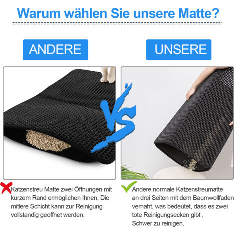 Katzentoiletten-Matte Aus EVA – Doppellagig, Wasserdicht, Fängt Streu Auf | 76x61 Cm, 2 Stück
