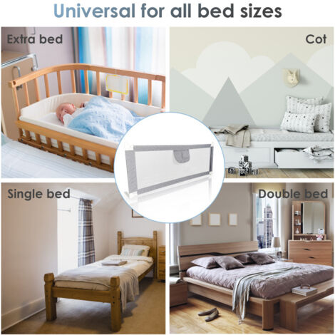 SWANEW Barrière De Lit Bébé 200 Cm - Réglable 5 Hauteurs, Ultra Douce Et Stable, Protection Antichute Gris Parfait Pour 0-3 Ans