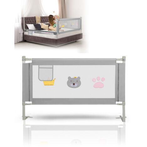 AufuN Bettgitter 150x70 Cm – Höhenverstellbar, Mit Netz, Doppelverriegelung, Für Kinder & Senioren