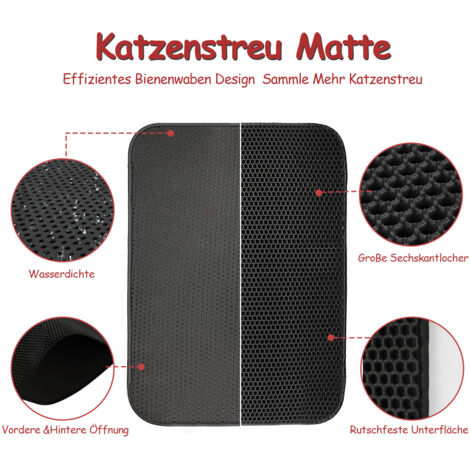 Katzentoiletten-Matte Aus EVA – Doppellagig, Wasserdicht, Fängt Streu Auf | 76x61 Cm, 2 Stück