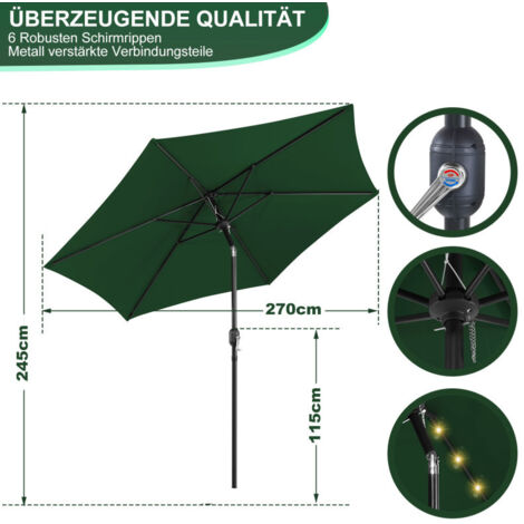 Produktbild von Linder Exclusiv XXL Alu 4m Kurbelschirm Gartenschirm Krempe Steingrau : Steingrau MC2012SG Ab