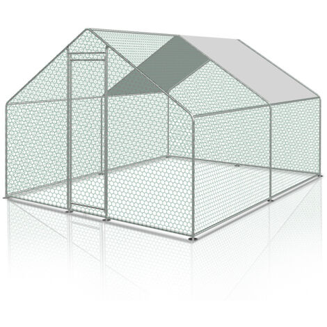 Hühnerstall Freilaufgehege 3x2x2 M – Verzinkter Stahl Mit Sonnendach Für Hühner, Kaninchen & Kleintiere