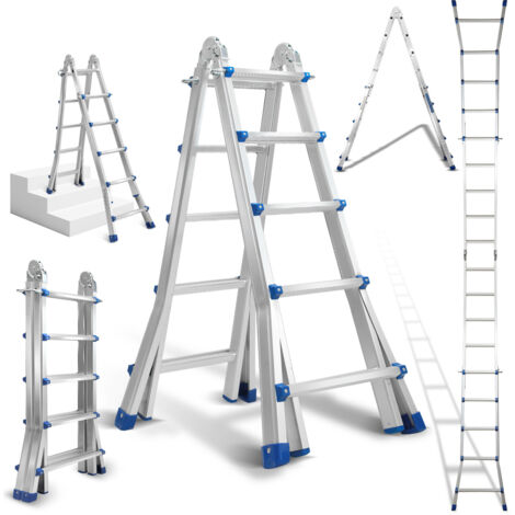 SWANEW Mehrzweckleiter Multifunktionsleiter Klappleiter 4x4 582cm