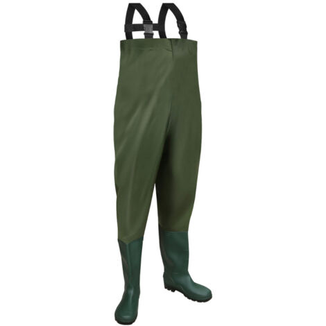 Salopette Impermeabile Kinderwat Con Stivali In Gomma Per Bambini, Verde, Taglia 22/23, Per Gioco E Pesca