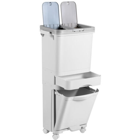 SUSTANIA Mülleimer Doppelkammer Mit Pedal - Grau | Abfalltrennung Für Küche & Büro