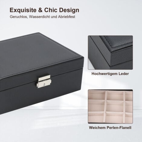 Mini Schmuckschatulle Schwarz - Tragbarer Schmuckorganizer Für Reise Mit Reißverschluss