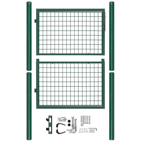 Produktbild von Randaco 125x100cm Gartentor, Zauntor Gartentür Aus Verzinktem Stahl Inkl. Griff, Schloss Und 3 Schlüssel, Robust Und Langlebig Metall Zauntür Hoftür Gartenpforte Gartenzaun, Grün