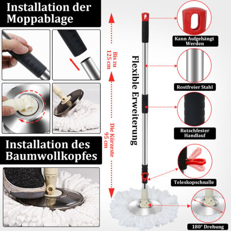 Produktbild von Healeved 3er Set Wischpad – Runder Moppbezug, Wiederverwendbar, Grau, Für Böden, Wände & Fenster