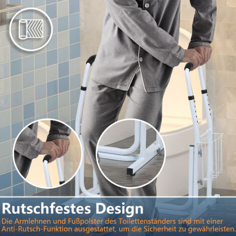 WC Aufstehhilfe – Mobile Toilettenstütze Aus Aluminium, Höhenverstellbar, Bis 200kg Belastbar