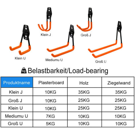 10x Wandhaken Aus Stahl, Verzinkt - 80x120 Mm, Ideal Für Werkstatt & Garage