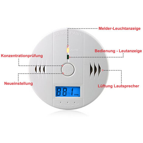 SWANEW CO Melder Alarm Kohlenmonoxid Gasmelder Rauchmelder Gaswarner LCD  Anzeige Kohlenmonoxidmelder Brandschutz CO Sensor