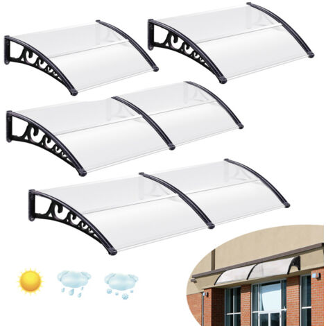 Vordach Für Haustür 200x90 Cm - Transparentes Pultdach Mit UV-Schutz