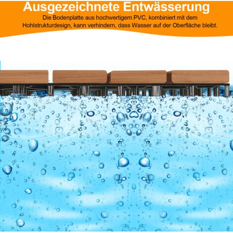 Ansobea Holzfliesen Aus Akazienholz – 33 Stück (3 M²), 30x30 Cm, Stecksystem, Für Balkon, Terrasse & Garten