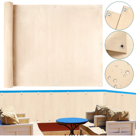 HaiTaoSy Balkon Sichtschutz, 50x1200 Cm – Wetterfest, Blickdicht, UV-Schutz, Farbe Beige