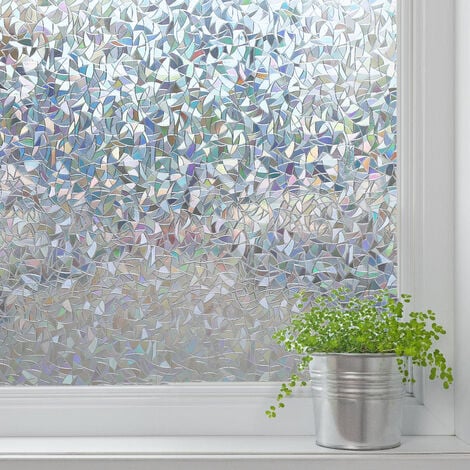Hengda Sichtschutzfolie Bad Fenster Blickdicht Selbstklebend 3D  Fensterfolie Spiegelfolie Streifen 60x200cm
