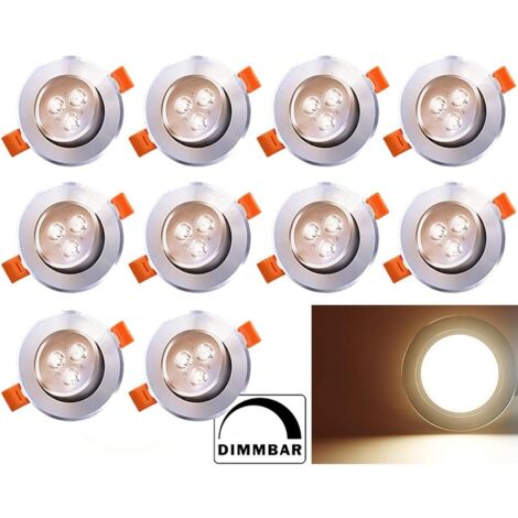 SWANEW 10 LED Einbaustrahler Schwenkbar 230V Einbauspot 3W Leuchtmittel Warmweiss 10er Set Deckenstrahler