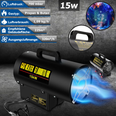 EBERTH Heizlüfter Gasheizgebläse 30 kW Direkt, Heizkanone Gas, Luftdurchsatz 650 m³/h
