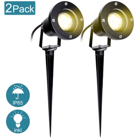 Gartenbeleuchtung LED 2er Pack – 4W GU10, 3000K Warmweiß, IP65 Wasserdicht, Mit Erdspieß