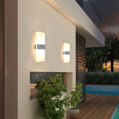 SWANEW LED Wandleuchte Innen/Außen Wandleuchten Modern Wandlampe Wandbeleuchtung Treppenhaus Flur Warmweiß 12W