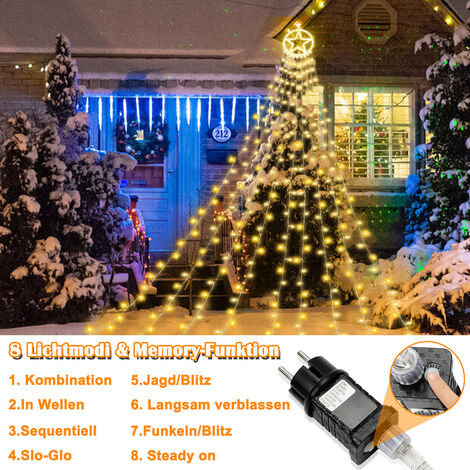 Guirlande De Noël 5 M Avec 100 LED Blanc Chaud - Pour Intérieur/Extérieur - Décorations Sapin, Escalier, Fenêtre - 8 Modes