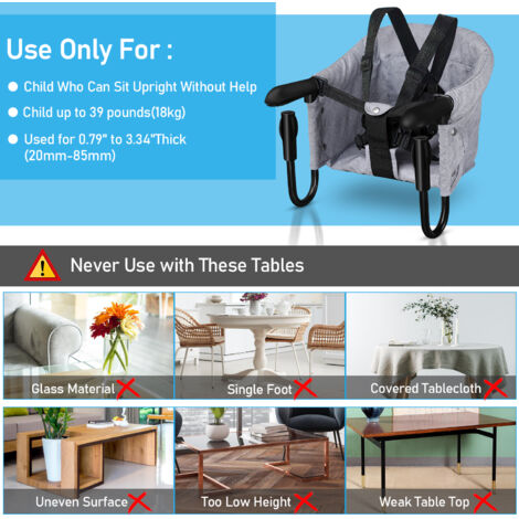 Faltbarer Baby Tischsitz Braun - Portable Sitzerhöhung Mit Transportbeutel