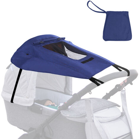SWANEW Kinderwagen Sonnensegel, Sonnensegel für Kinderwagen, UV 50+  verstellbarer Sonnenschutz mit Aufbewahrungstasche Marineblau