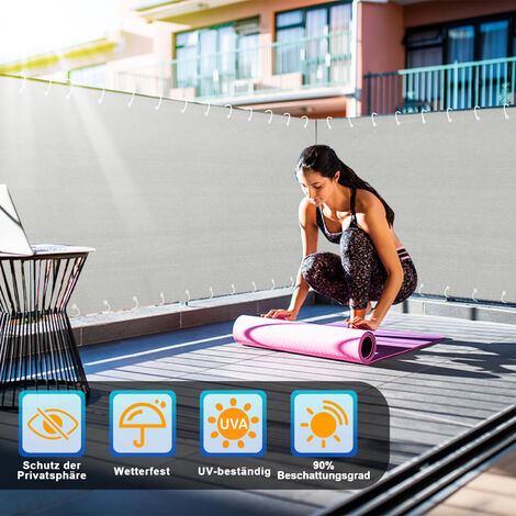 AXT SHADE Balkon Sichtschutz 90x600cm - Wetterfeste Balkonverkleidung Aus HDPE