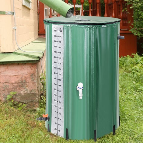 Froadp 200L Regentonne Faltbare Regenwassertonne 50 Gallonen  Regenwasserfass PVC Wassertank Regenwassertank mit Ablassventil