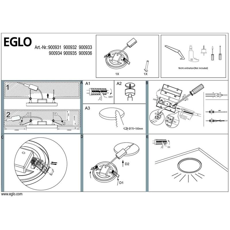 Eglo 900936 4000K FUEVA LED nickel-matt FLEX Alu H:0.2cm 5,5W Deckenleuchte
