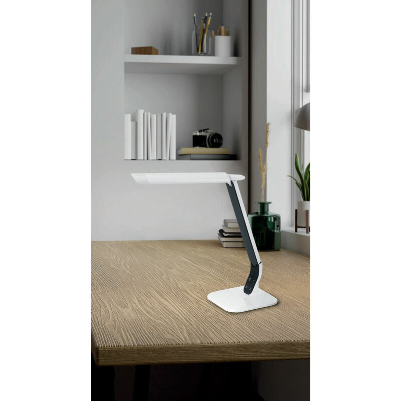 Eglo 93901 LED Schreibtischlampe SELLANO Stahl mit weiß 3000-6500K 43cmx18cm 4W Touchdimmer Kunststoff