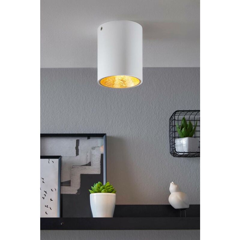 gold EGLO LED Deckenleuchte Polasso 1 flammige Deckenlampe Farbe: Weiß Material: Aluminium Ø: 10 cm Kunststoff