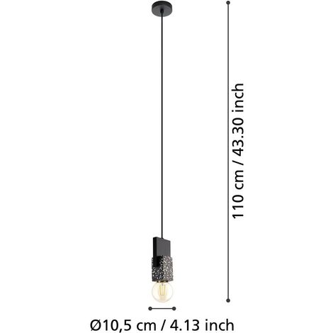 Eglo 99531 dimmbar grau, schwarz Ø:10,5cm LOBATIA weiss Hängeleuchte H:110