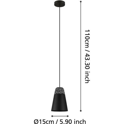 Eglo 99544 CANTERRAS schwarz dimmbar weiss Ø:15cm grau, Hängeleuchte H:110