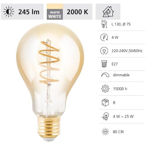 Filament 230V LED Birne E27 1055lm 9W 6500K dimmbar Matt