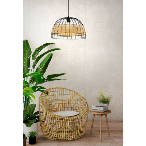 EGLO CHATTISHAM Hängeleuchte – Stahl & Holz, 40 W, Braun/weiß, Landhausstil