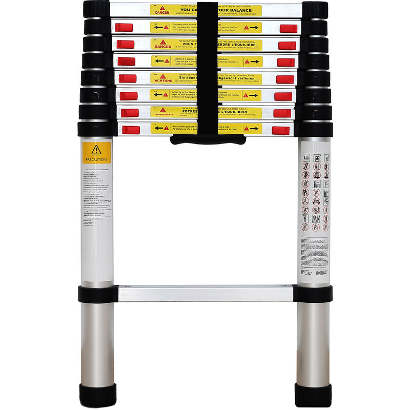 Todeco Scala Telescopica 4,1 Metri, Scala Pieghevole - Carico massimo: 150  kg - Standard/Certificazione: EN131, Borsa