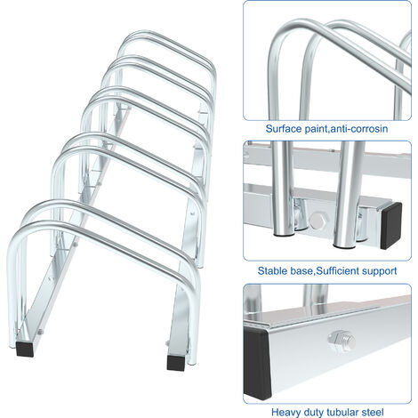 Todeco Rastrelliera Biciclette 5 Posti, Porta Biciclette da Terra per  Pneumatici Inferiore a 55 mm, Supporto