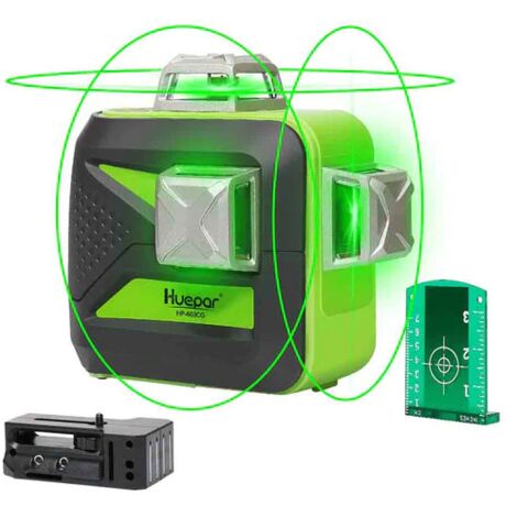 Huepar 603CG - Niveau laser vert 3x360 degrés avec ligne transversale à nivellement automatique Batterie au lithium