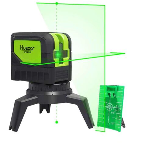 Huepar 9211G - Niveau laser à croix verte autonivelant - 2 lignes