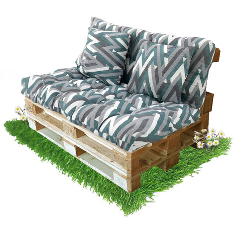Coussins matelas assise dossier pour banc de jardin balancelle canapé 2  places grand confort dim. 120L x 80l x 12H cm polyester gris
